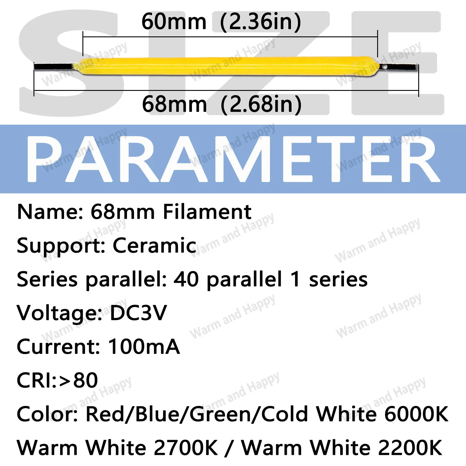 Imagem -02 - Led Edison Lâmpada Dc3v 100ma Retro Criativo Filamento Duro Lâmpada Incandescente ao ar Livre Decoração de Paisagem Diy 10 Peças 68 mm