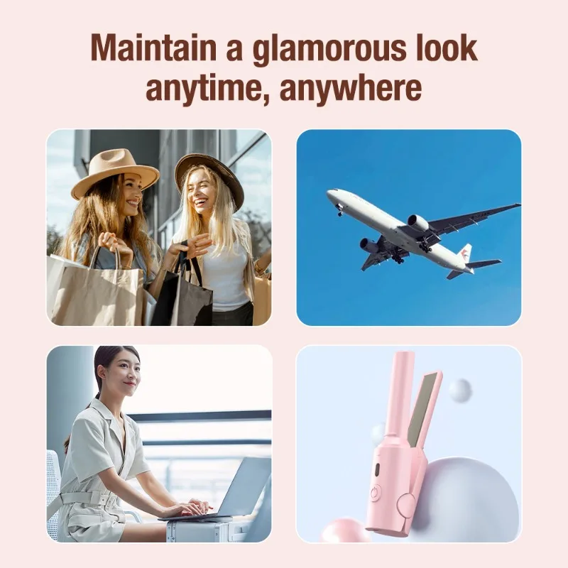 Portable Hair Straightener Mini Curling Iron Women Ceramic Straightening Styling Tools Curling and Straightened Dual-use Splint view 6