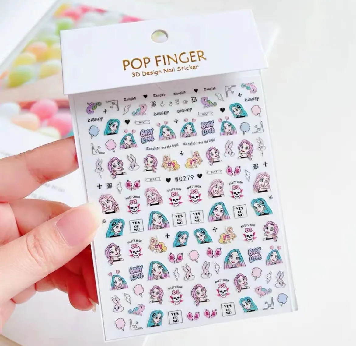 Cartoon Nail Stickers Disney Princess Animated Series Nail Art Decorations White Mary Cat Japan Anime Mickey Nails Accesories