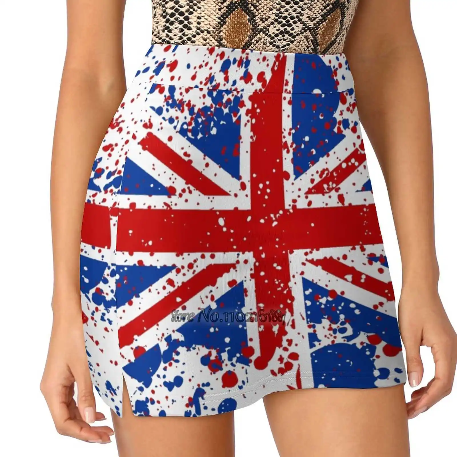 Uk Jack Splash Colors Flag Tennis Golf Skirt Sexy A-Line Harajuku Shorts Skirt With Phone Pockets Skort Jack United Kingdom