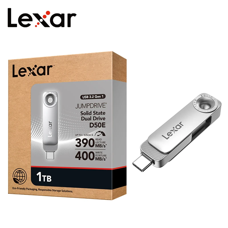 Clé USB Lexar Jumpdrive Dual Slot USB C Type A 256 Go 128 Go Haute Vitesse Max 400 Mo/s USB 3.2 Flash Drive