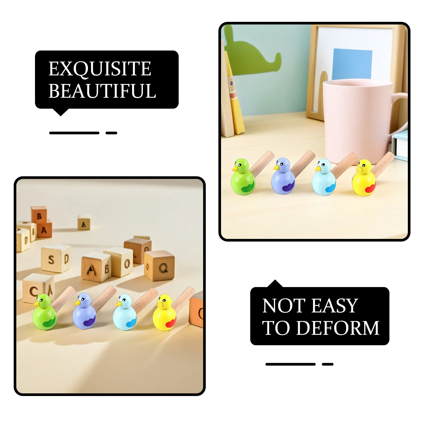 4pcs Animal Whistle Colorful Wooden Musical Noisemaker For Educational Creativity Development Brain Learning