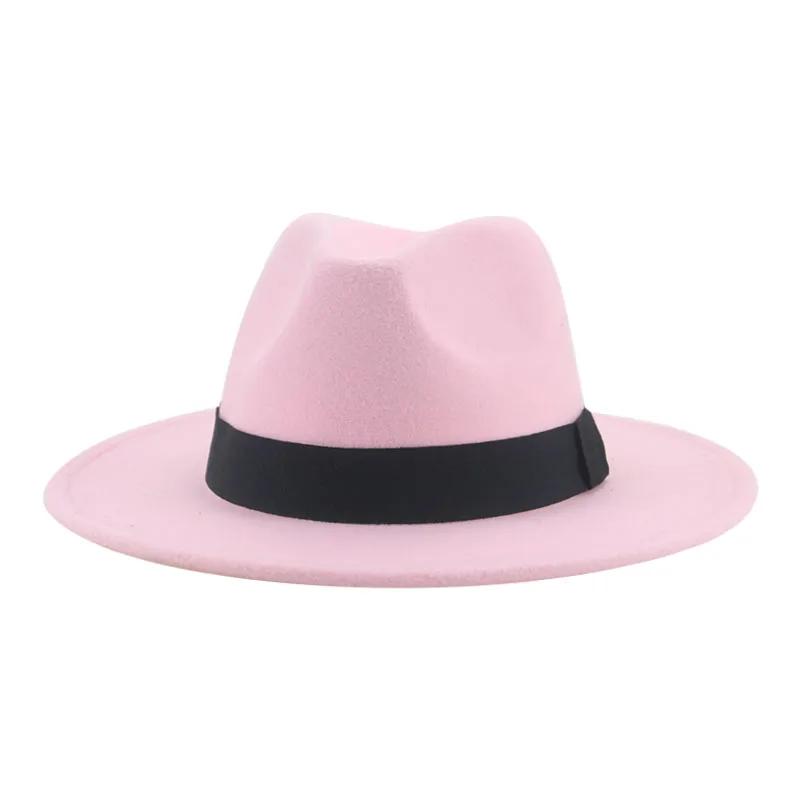 Women Hats Fedoras Ribbon Band Panama Felted Hats Casual White Black Jazz Caps Wide Brim Men Women Hats New Sombreros De Mujer