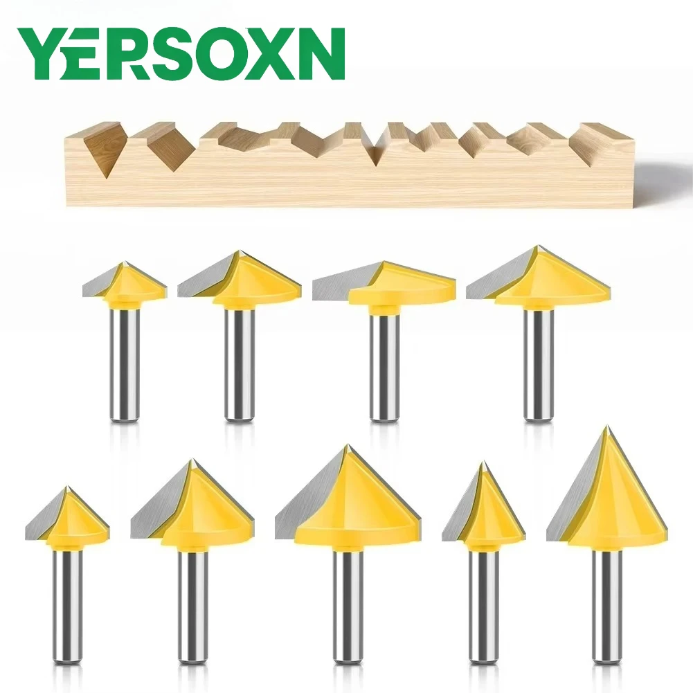 1PC 8mm Shank 3D Router Bit 60/90/120 Degrees V-shaped Cutter 3D Milling Cutter Engraving Machine Cutter for Woodworking Tools