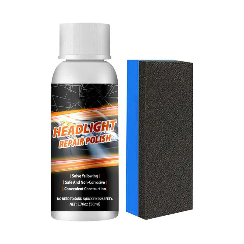 Headlight Cleaner Kit 50 ML Car Headlight Restoration With Sponge Brush Headlight Scratch Restoring Fluid Car Headlight Repair