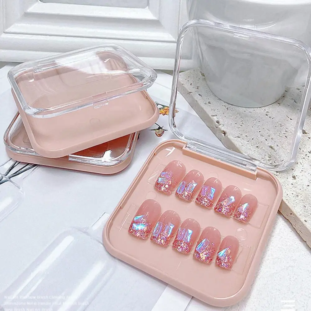 Useful Manicure Organizer Case DIY Nail Art Display Box Fake Nail Storage Case Acrylic  Transparent Lid