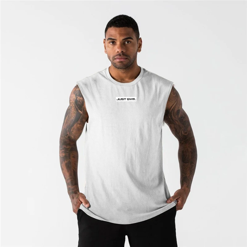 سترات الجري الرجالية الصيفية الشبكية سريعة الجفاف لتمارين العضلات في صالة الألعاب الرياضية قميص رياضي فضفاض مناسب للتنفس للتدريب واللياقة البدنية تانك القمم #4