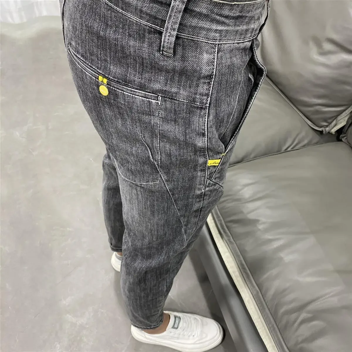 Summer Luxury Korean Style Stretch Grey Men's Slim Trousers Classic Streetwear Casual Designer Cowboy Boyfriend Jeans for Men