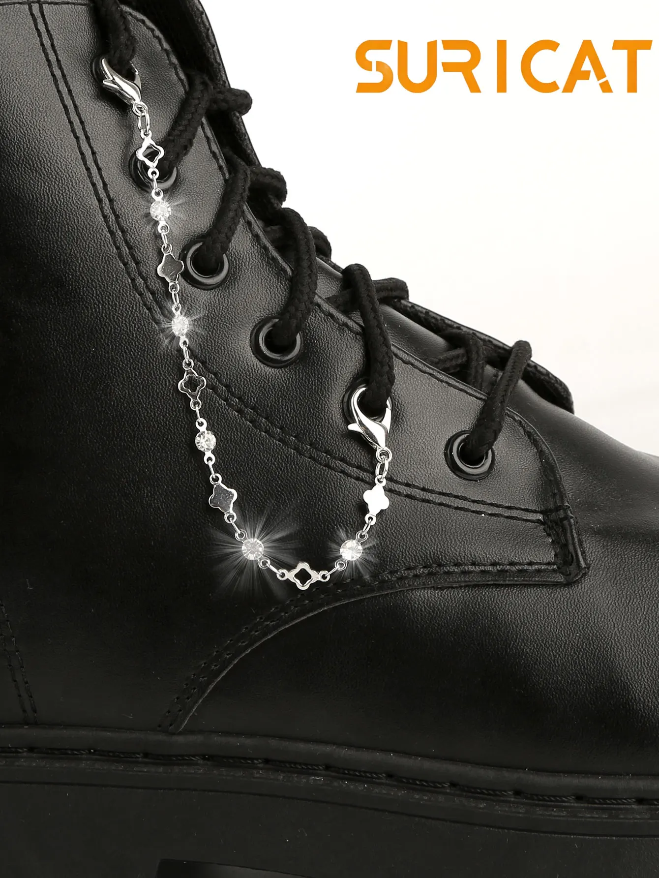 Lucky Four-Leaf Clover with Diamond Hollow Chain Design Shoe