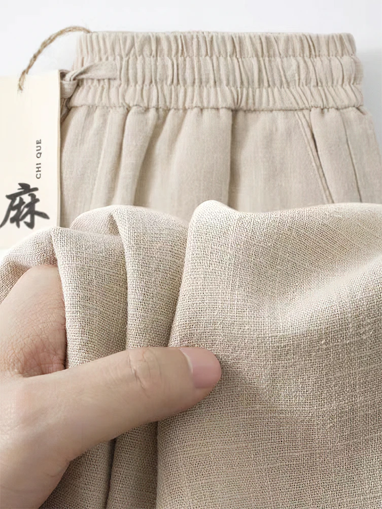 

2025 New Straight Casual Cotton Linen Pants Men Wide Leg Lightweight Baggy Cotton Sweatpants Male Walking Jogger Trousers Work