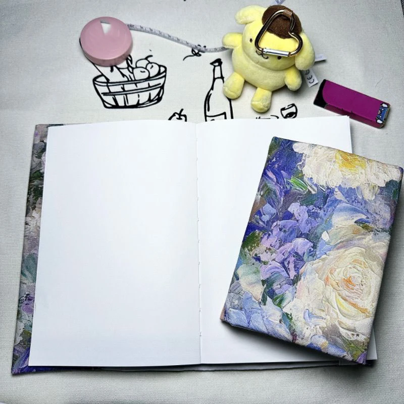 A4/A5/A6/B5 Retro Oil Painting Fabric Book Cover Floral Handmade Cloth Novels Notebook Protector Case Ledger Textbook Decoration