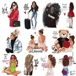 Thermo Transfer Parent-child pattern Sticker On Clothes Vogue Girl Iron On Patches For Clothing DIY T-shirt Clothes Sticker