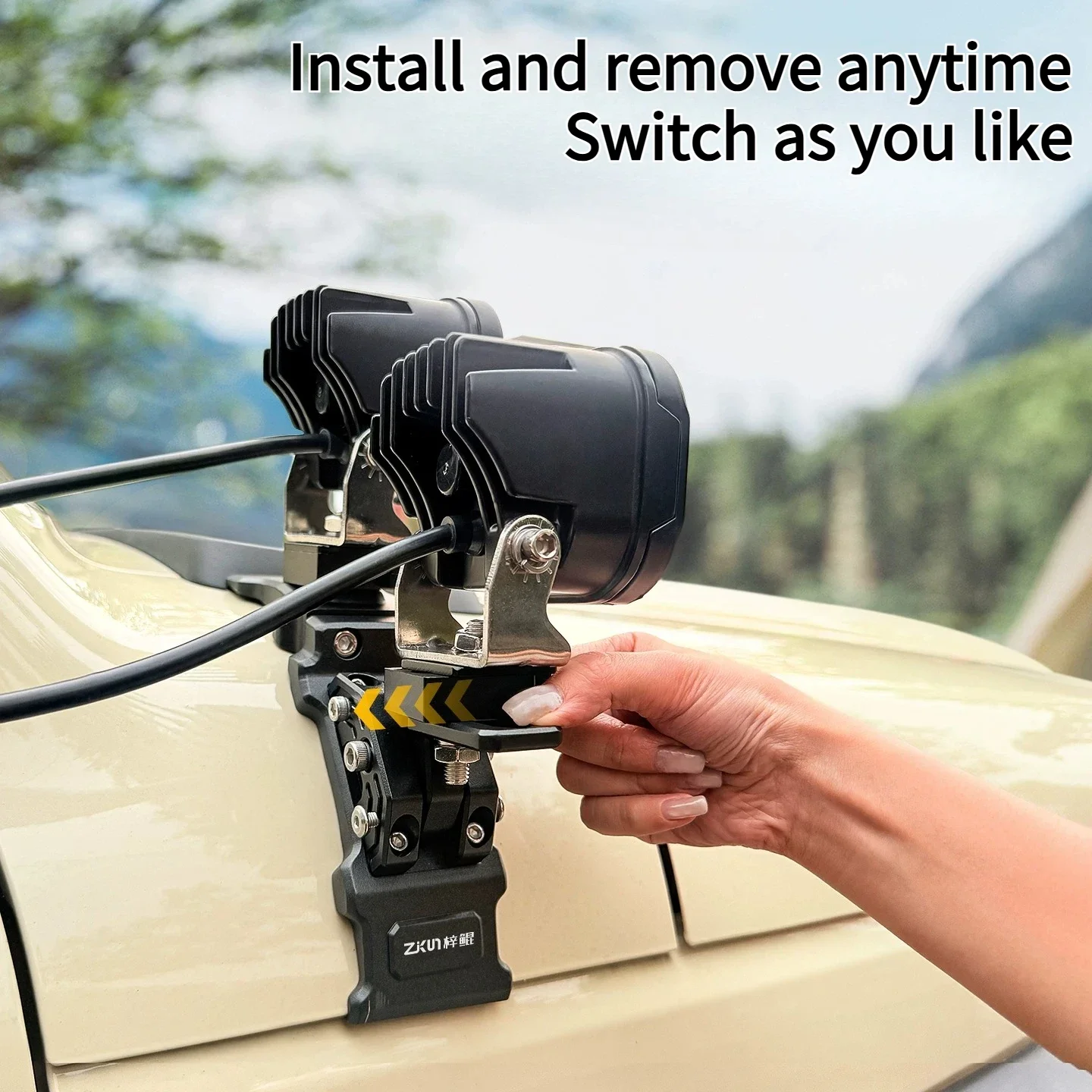 For Jeep Wrangler JL392 2018-2026 Y-Series Car A-Pillar Quick-Release Expansion Bracket Front Hood Spotlight Dual-Light Stand