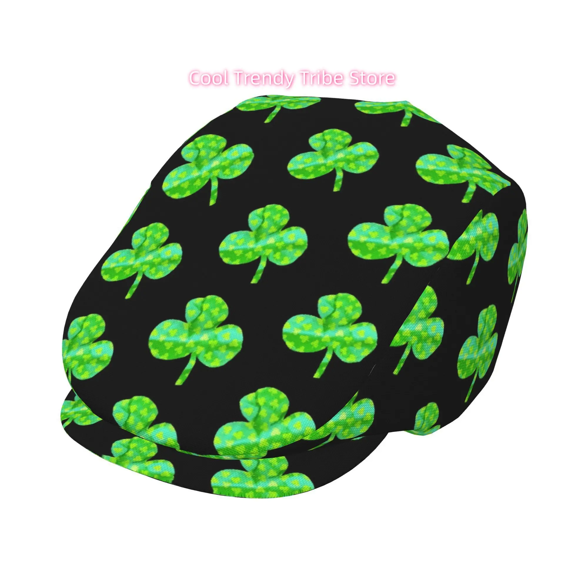 1pc of a Lucky Clover Design Beret, Featuring an All-Over Print, This Retro Newsboy Cap Is Unisex And an Essential Fashion Item