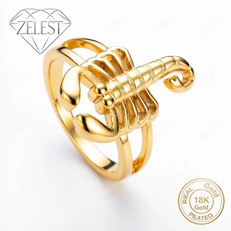 925 Silver 18K Gold Plated Exquisite Scorpion Ring Women's Fashion Party Jewelry Gift Accessories