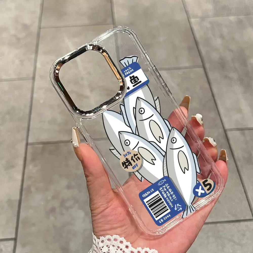 Discounted Salted Fish Clear Phone Case For iPhone 17 Air 16 15 14 Plus 13 12 11 Pro Max 16e Shockproof HD Clear Back Cover