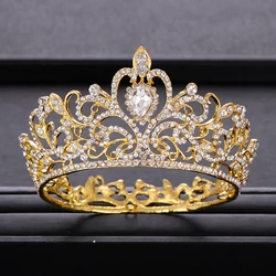 Trendy Bride Crown Baroque Rhinestone Crystal Crown Headband Queen Crown Golden Crown Hair Accessories Bridal Wedding Crown