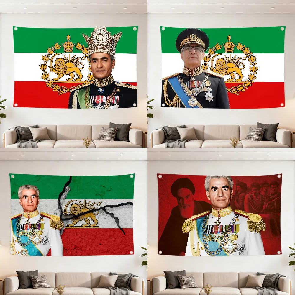 Mohammad Reza Pahlavi Iran flag Decoration Outdoor Picnic Party Art Hanging Home Camping Party Banner Best sellers