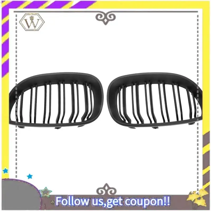 

ABXV-передний бампер, капот, сменная решетка для почек, спортивные решетки с двойной планкой для BMW 5 серии E60 E61 2003-2009 (матовый черный)