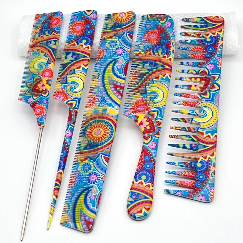 مشط الكتابة على الجدران مع مقياس صالون الحلاقة أمشاط قص الشعر تصفيف الشعر المهنية فرشاة الشعر أدوات تصفيف صالون الشعر