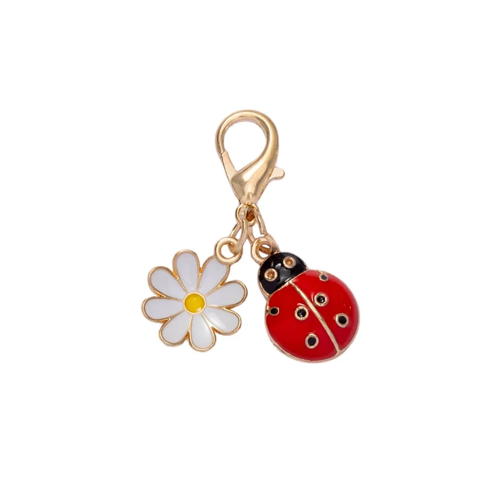 5/10 Stück Cartoon Niedlicher Großer Marienkäfer Gänseblümchen Schlüsselanhänger Niedlicher Legierungs-Reise-Mini-Charm Schlüsselring Ideales Geburtstagsgeschenk – Detail 1