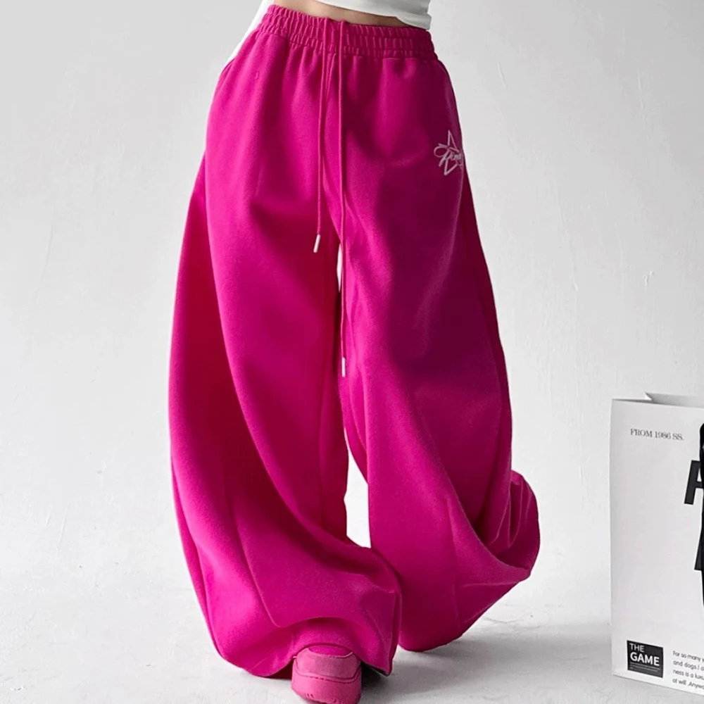 Amerykańskie jesienno-zimowe nowe spodnie dresowe, grube i cienkie legginsy, luźne spodnie dresowe, streetwear damski.