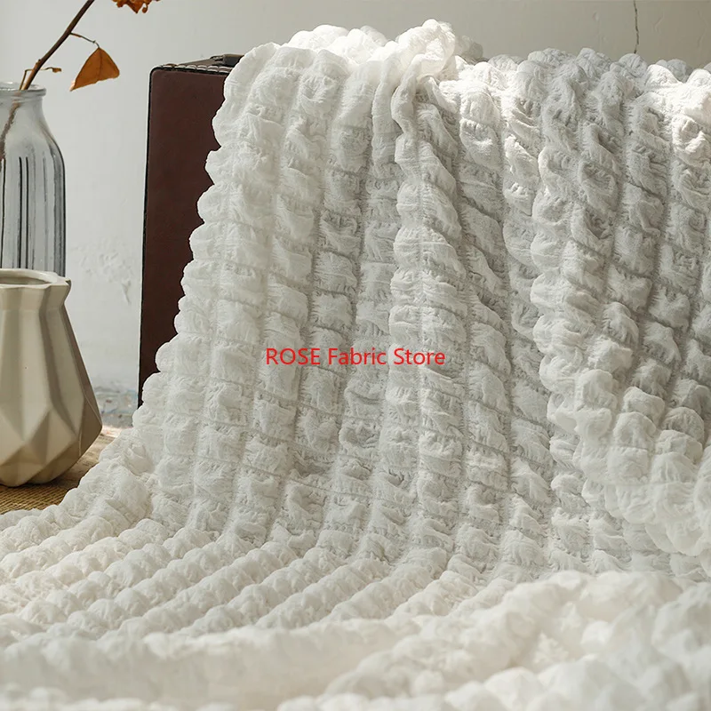 1 meter Embossed Bubble Elastic Jacquard Fabric   3D Embossed Fabric Black White Apricot