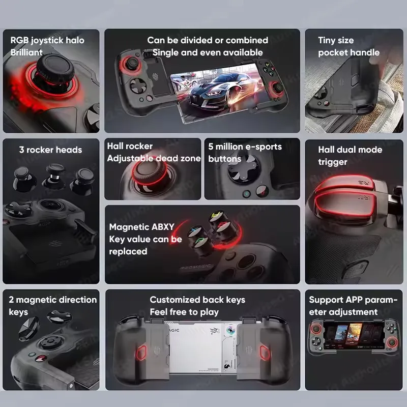 RedMagic Wireless Gamepad Split-type Gaming Controller With Storage Bag Hall Joystick Trigger for iOS Android Mobile Phone