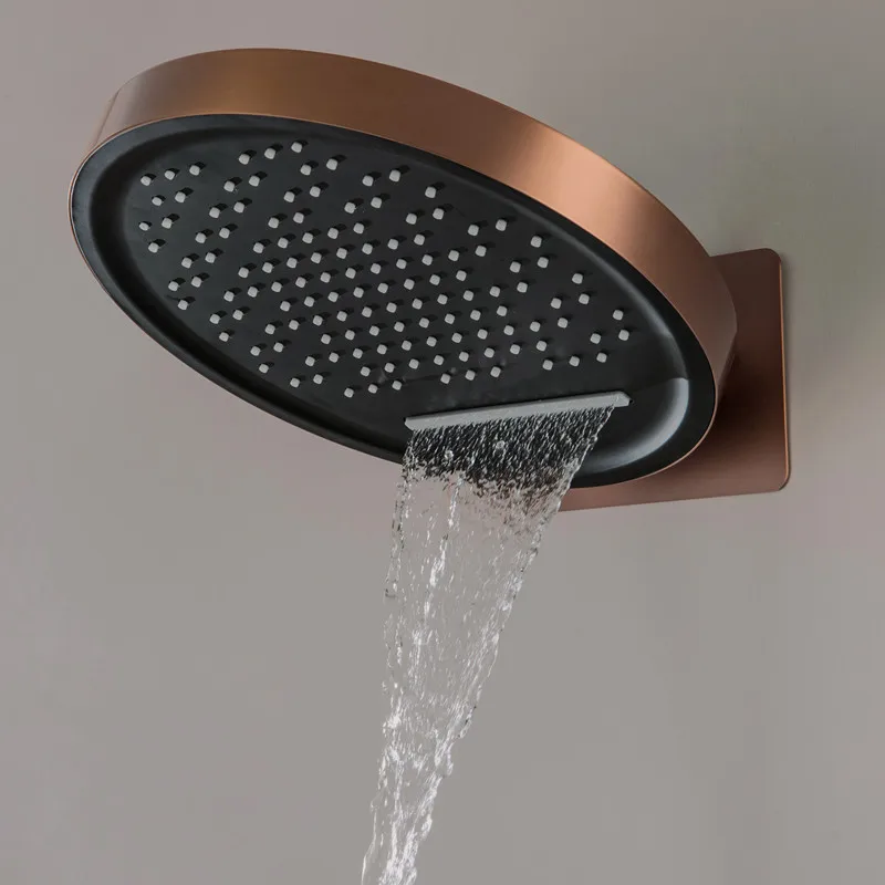 Wall LED Shower Column Rain Waterfall Single Handle Ceramic Metered Temperature Screen Handshower Massage SPA Jet Mixer Taps Set