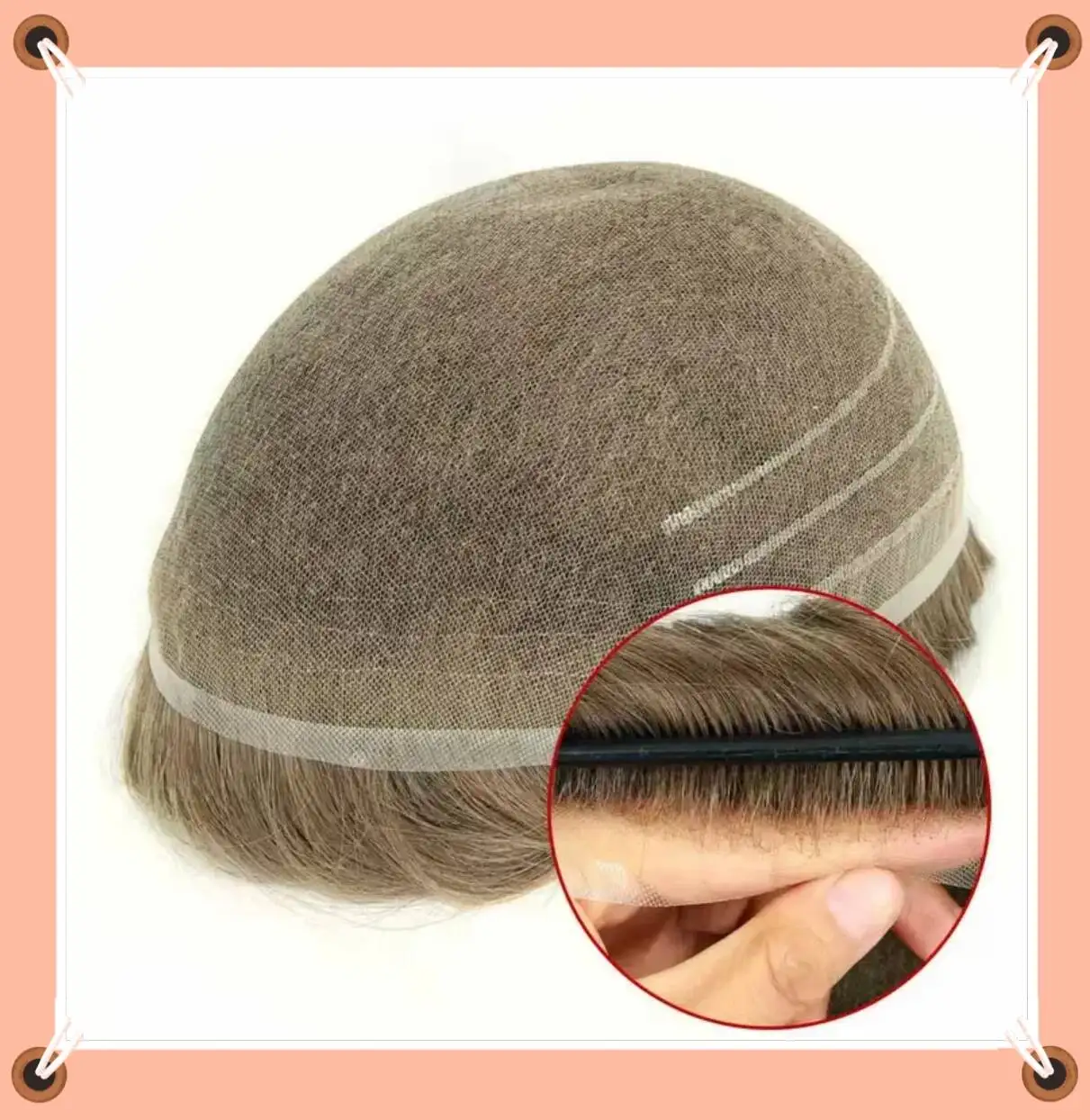 

Мужской парик TUL03PU из швейцарского кружева, система замещения волос без хирургии, швейцарское кружево с полимерными полосками, индийские волосы Реми.