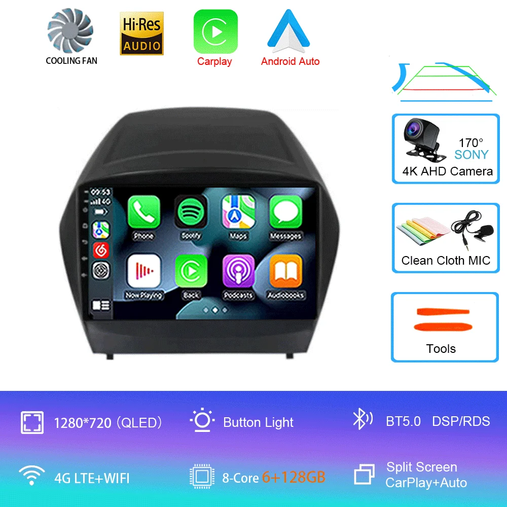 Android 16 Carplay autoradio voor Hyundai Tucson 2 LM IX35 2009-2015 navigatie GPS multimediaspeler WiFi stereo BT 360 camera