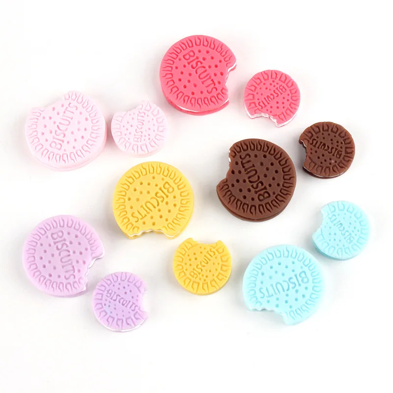 10Pcs Simulation Biscuit Flat Resin Cabochon Flatback Fake Food Play Phone Case Decoration Craft DIY Scrapbooking Accessories