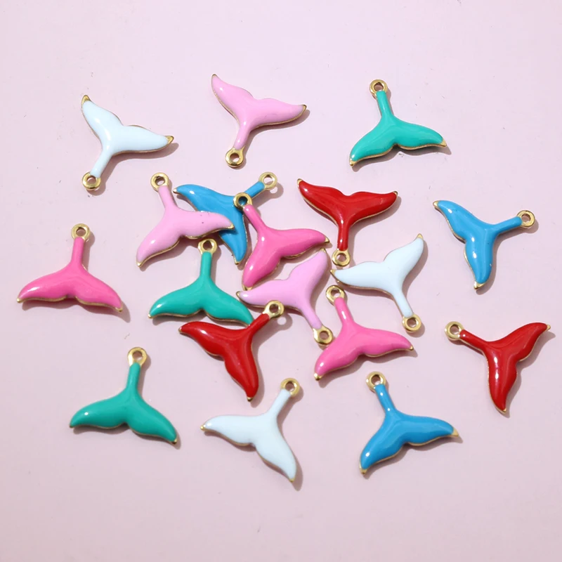 20pcs 10x11mm Stainless Steel Small Mermaid Tail Charms Pendant Enamel DIY Jewelry Making Accessories Findings Necklace Earrings image 5