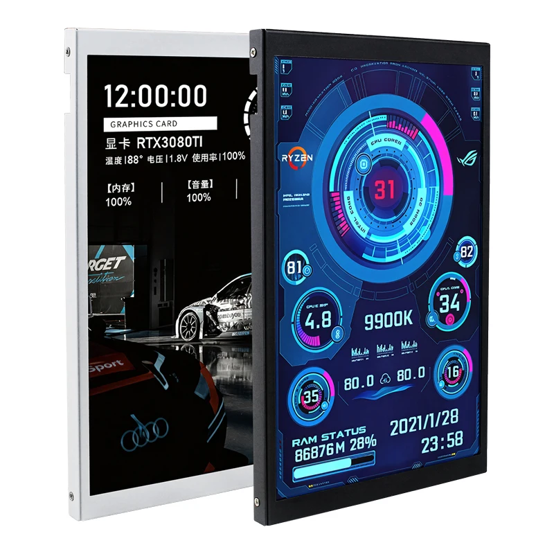New 8 Inch IPS USB Smart Screen TURZX 1280x800 Secondary Screen Extended Desktop CPU GPU RAM Computer Monitor for Windows 10 11