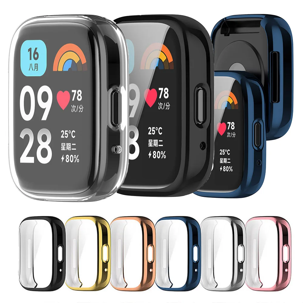 Capa tpu macia para redmi watch 3, protetor ativo de tela cheia para redmi watch 3 lite, capa protetora