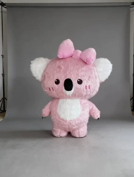 

Pink Koala Inflatable Costume Mascot Halloween for Cosplay Party Lovely Fancy Dress No Charger No Battery
