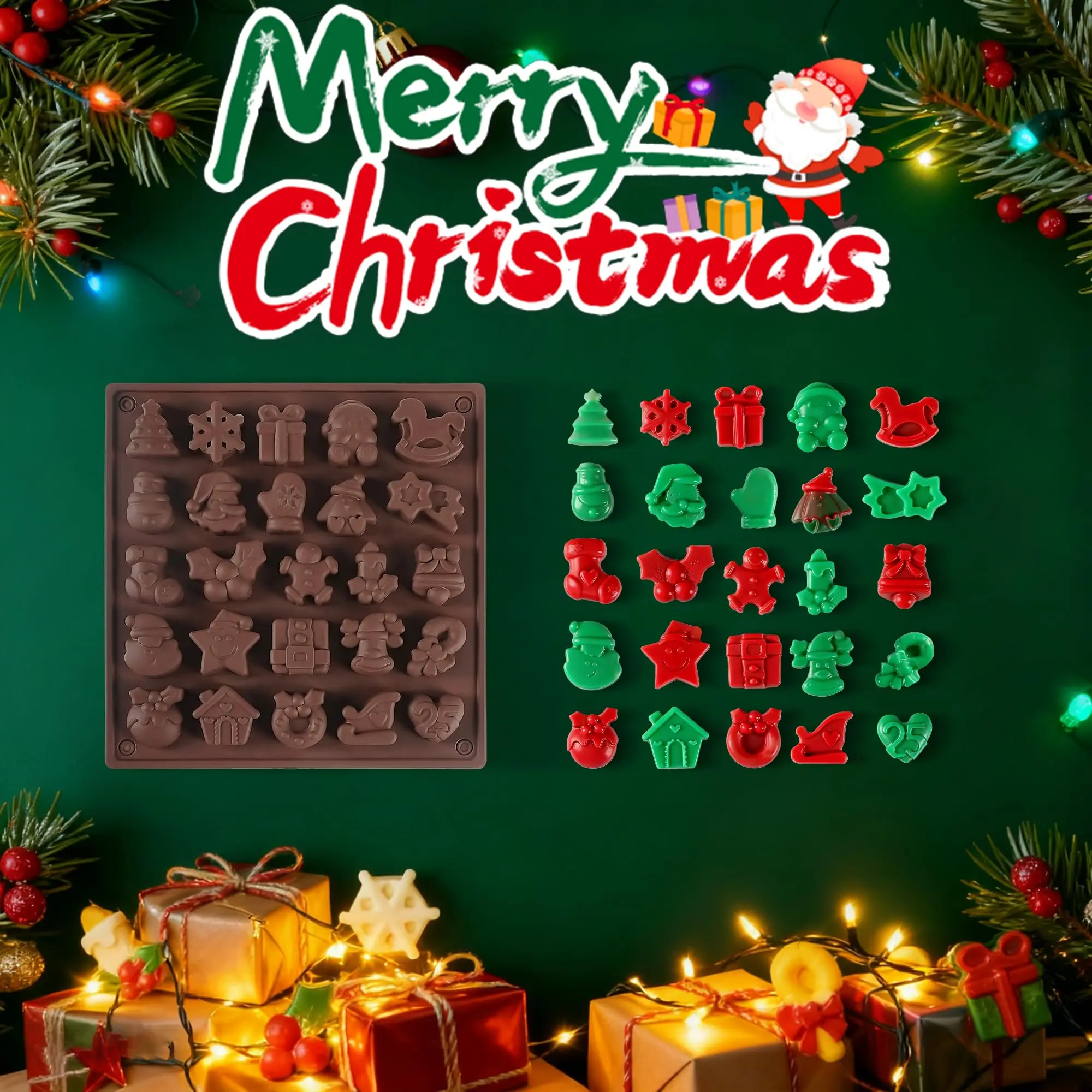 1-2 PCS Christmas Silicone Molds Fondant Chocolate Molds | Silicone Ornament for Christmas Tree Santa, Candy Molds, Ice Cube - view 3