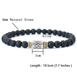 Pulsera de piedra natural de 6 mm de 6 mm unisex sánscrito yoga meditación pulsera con cuentas brasladas rojas tibetanas budistas pulseira 12 mejores brazaletes de ventas Nepal - №10