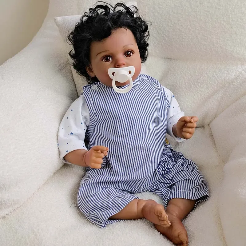 55 ซม.ผิว Arianna ตาสีน้ําตาลทารกแรกเกิดตุ๊กตาเด็กทารกสําหรับเด็กวันเกิด Xmas ของขวัญ