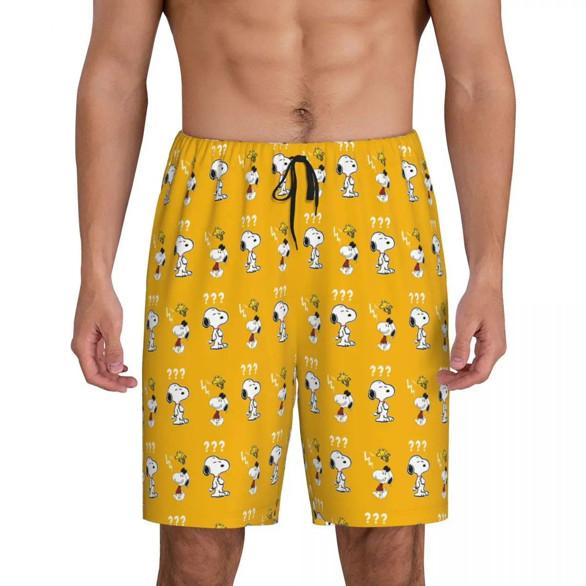 

Custom Manga Snoopy Woodstock Cartoon Dog Pajama Shorts Men's Sleepwear Lounge Bottom Stretch Sleep Short Pjs with Pockets