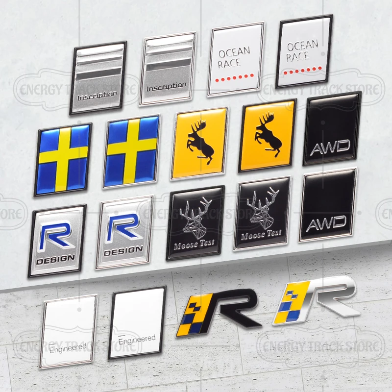 Car Sticker For Volvo R Design Sweden Flag Moose Test Elk Prancing Deer Logo Decoration Emblem Rear Trunk Badge Auto Accessories