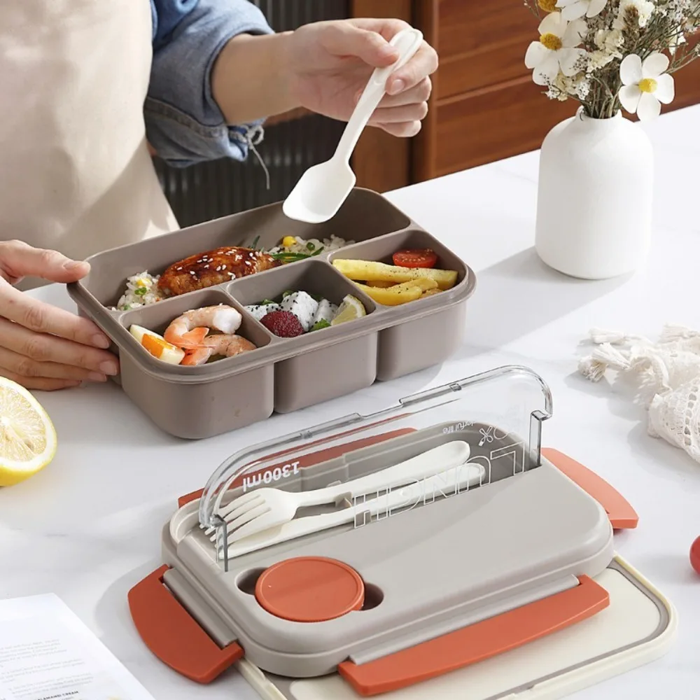 

Портативный Ланч-бокс Bento, герметичный, с посудой, складной, с разделенными отделениями, Штабелируемый