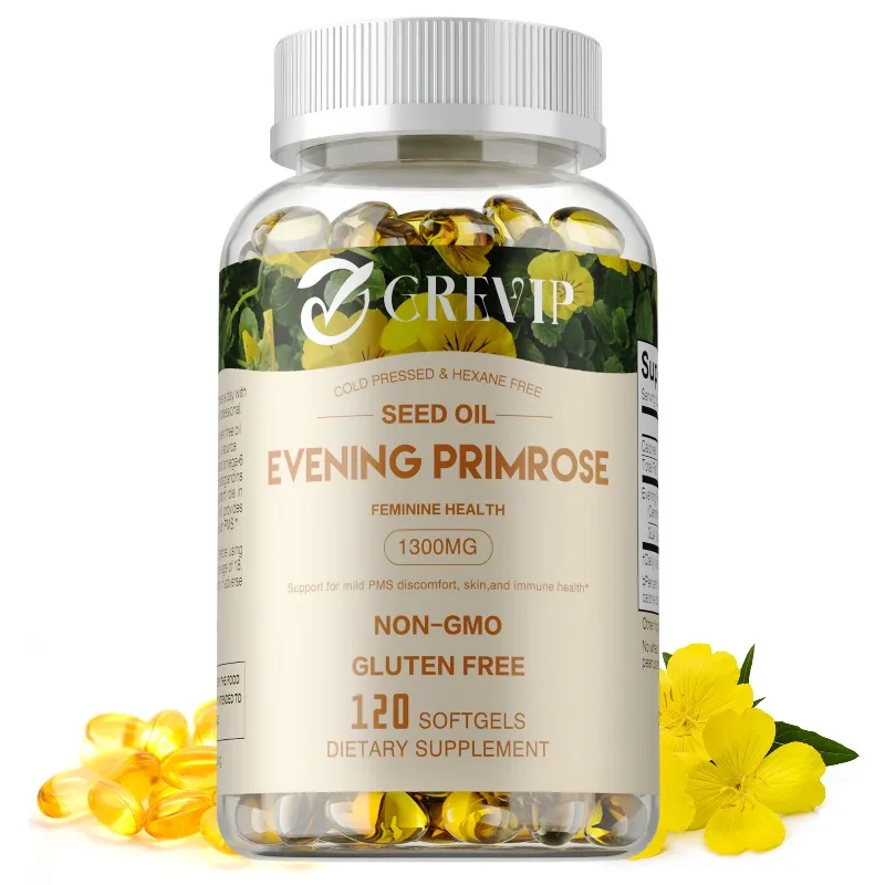 

Evening Primrose Oil Capsules - Antioxidant, Improves Mood, Balance Hormones, Boosts Vitality and Immunity, Non-GMO