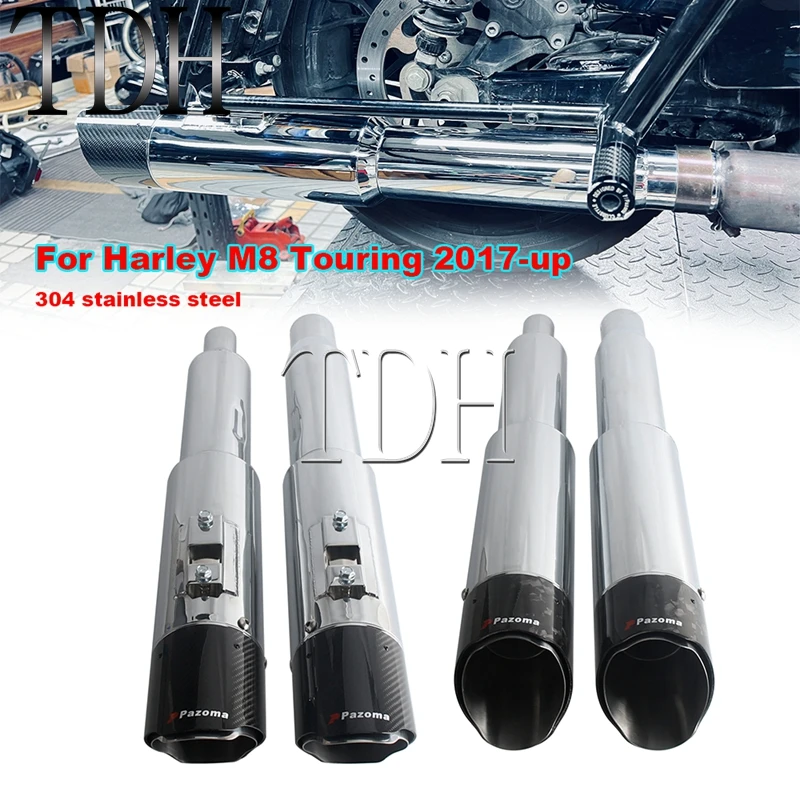 Motorcycle Exhaust System Carbon Fiber Muffler Pipe For Harley Street Road Glide ST FLTRXST FLHXST FLHX PAZOMA Exhaust Mufflers