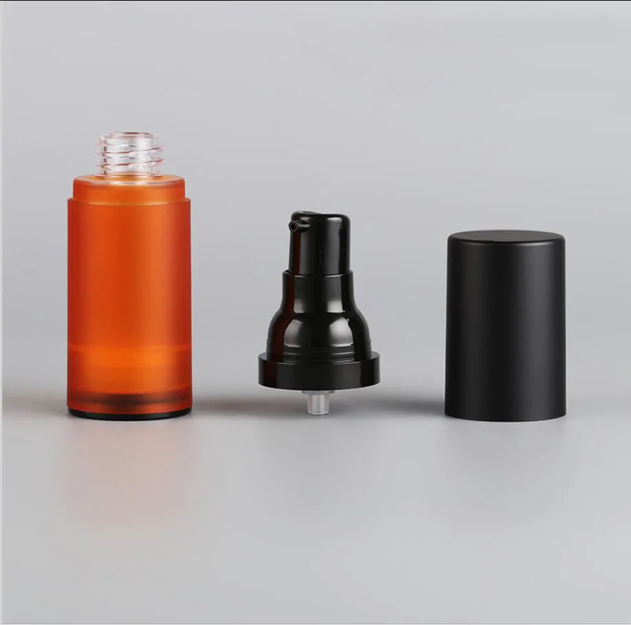 30ml Frosted Brown Airless Bottle Black Pump Lid sprayer toner serum/lotion/emulsion liquid foundation/recovery complex cosmetic