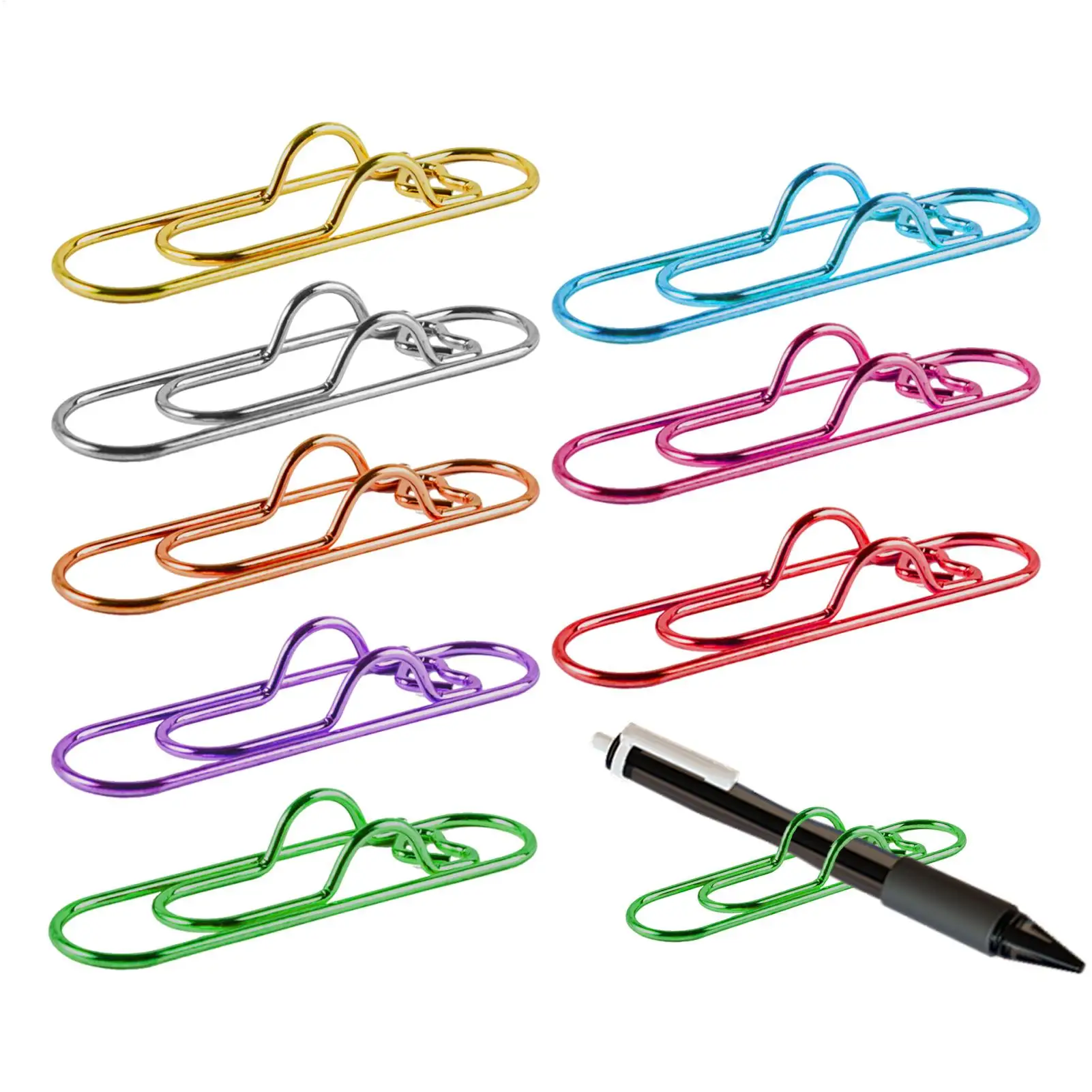 8 clips en forme de cœur multifonctionnels, clips de fixation en métal pour stylos, clips pour journaux, documents, fournitures scolaires