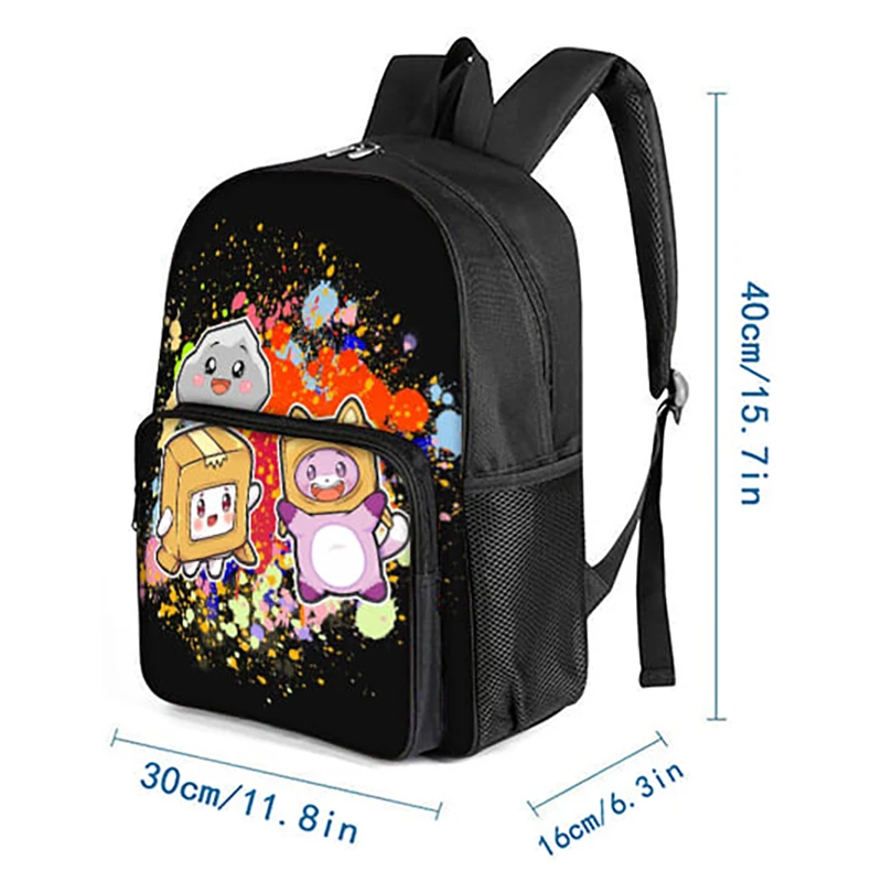 Cute Patten Square Front Pocket Backpack Zipper Large Capacity for Boy/Girls Best Gift 2D Flat Cartoon Children's School Bag