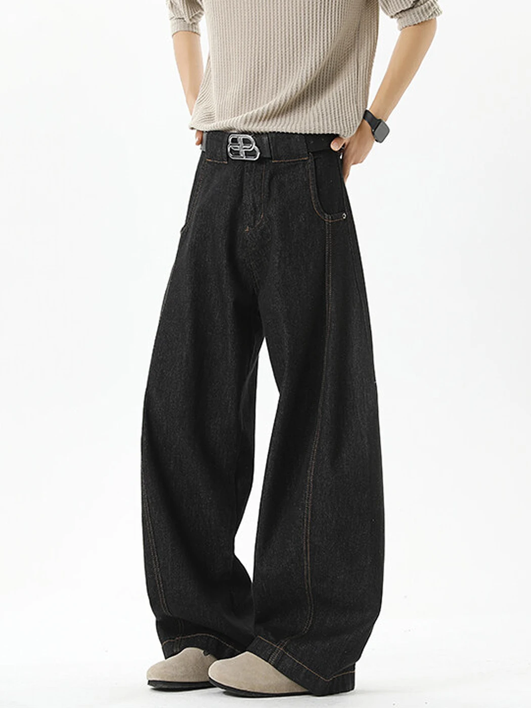 

Мужские джинсы Bla Wide Leg Knife, повседневные, в американском стиле, винтажные, длинные брюки, осенняя новинка, свободный крой