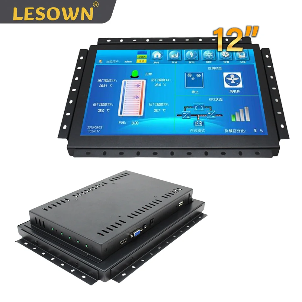 

LESOWN Высокопрочный 12-дюймовый 1280x800 16:10 промышленный встроенный монитор с открытой рамкой и VGA/HDMI/USB/аудио для судоровых условий