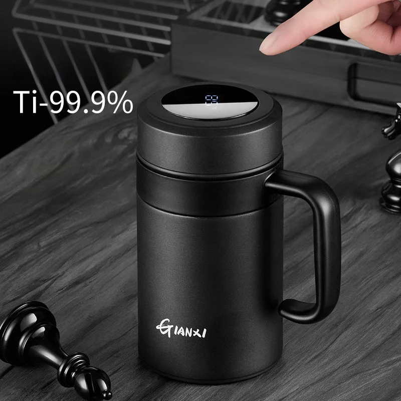 GIANXI Pure Titanium Thermos Cup Tea Cup Tea Separation Cup With Handle Large Capacity men\'s Business Office Water Cup